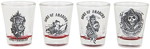 Sons of Anarchy 4pc Red Bottom Shot Glass Set