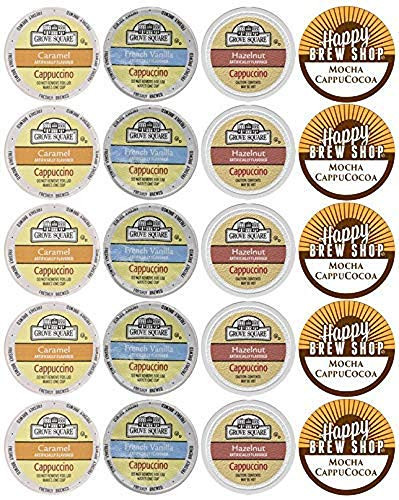 20-count GROVE SQUARE CAPPUCCINO Variety Sampler Pack  Single-Serve Cups for Keurig-Compatible Brewers