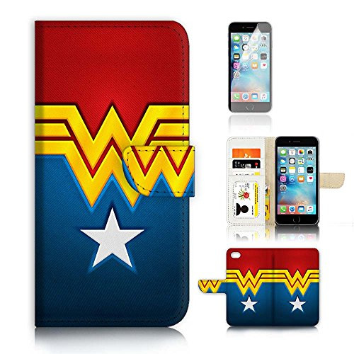 ( For iPhone 8 / iPhone 7 ) Wallet Case Cover & Screen Protector Bundle! A4268 Wonder Woman
