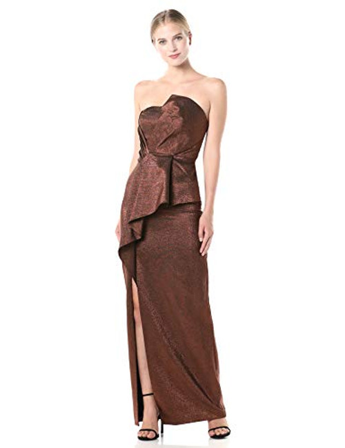 Adrianna Papell Womens Stretch Lame Gown  Copper  6