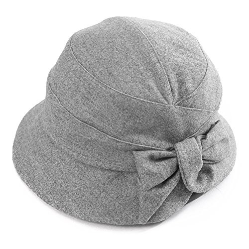 Womens Cloche Hats Winter Hat Ladies 1920s Vintage Derby Church Bowler Bucket Hat Fall Packable Grey