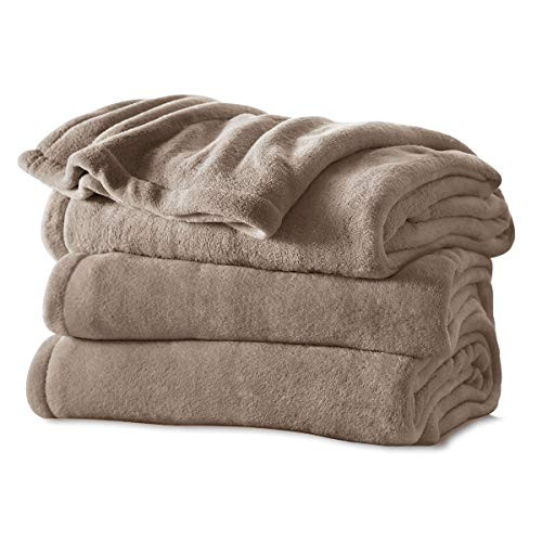 Sunbeam Microplush Electric Heated Warming Throw Blanket Acorn Washable Auto Shut Off 3 Heat Settings