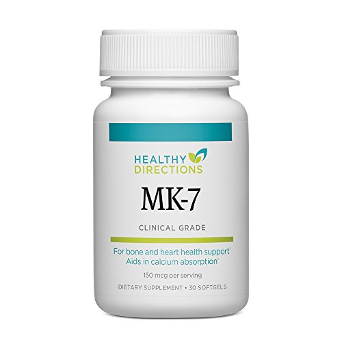 Healthy Directions MK-7 Vitamin K Supplement for Healthy Arteries and Strong Bones  30 Capsules -30-Day Supply-