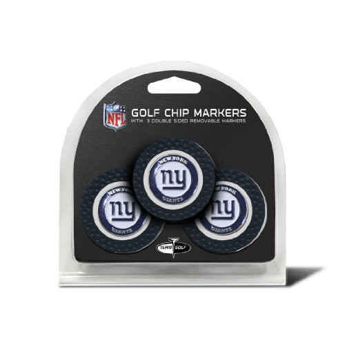 Team Golf NFL New York Giants Golf Chip Ball Markers -3 Count-  Poker Chip Size with Pop Out Smaller Double-Sided Enamel Markers