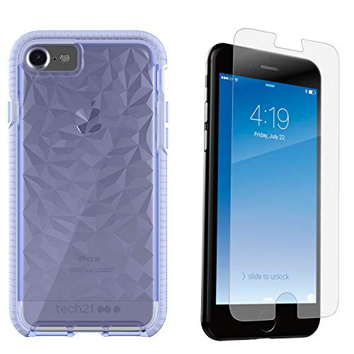 Tech21 Evo Gem Drop Proof Protective Case for iPhone 8 - iPhone 7 - iPhone 6  6S - Zagg Glass- Screen Protector  Scratch Protection  Slim Clear Back C