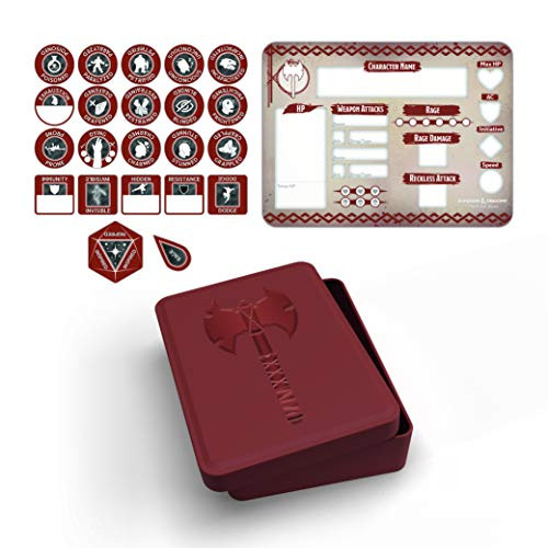 Dungeons and Dragons - Barbarian Token Set -Player Board and 22 Tokens-