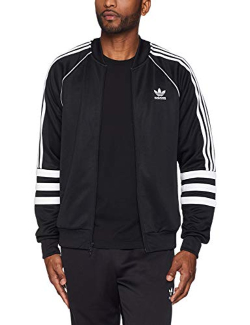 adidas Originals Mens Striped Sleeve Track Jacket  Black-White  XS adidas Originals Mens Striped Sleeve Track Jacket  Black-White  XS