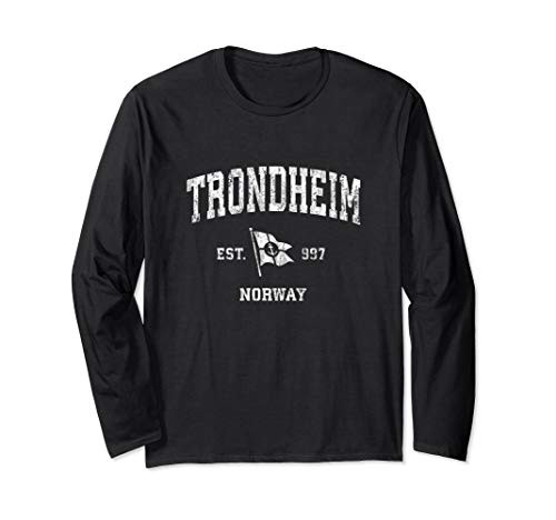 Trondheim Norway Vintage Nautical Boat Anchor Flag Sports Long Sleeve T-Shirt
