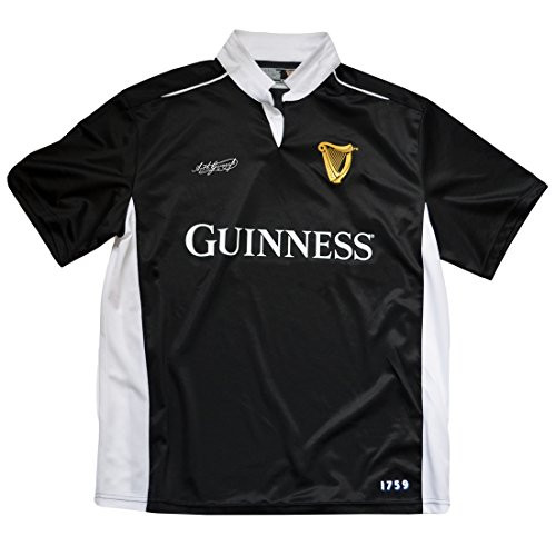 Guinness Black-White Performance Short Sleeve Rugby Shirt -Large-