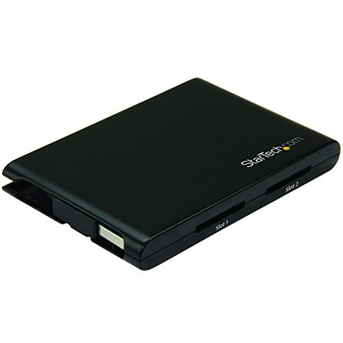 StarTech-com Dual-Slot SD Card Reader-Writer - USB 3-0 - SD 4-0  UHS II - Portable SD-SDHC-SDXC Card Reader-Writer with UHS-II -2SD4FCRU3-