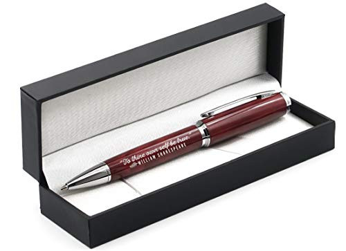 William Shakespeare Luxury Gift Pen with Inspirational Quote - To Thine Own Self Be True- - Literary Poetry Gifts for Writers Librarians English Teach