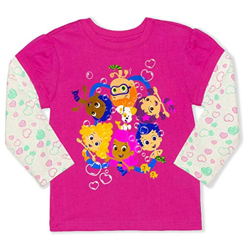 Bubble Guppies Toddler Girls Long Sleeve T-Shirt Tee -3T  Dark Pink-