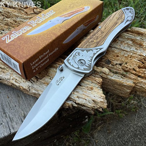 SZCO Supplies 210840 Rite Edge Zebra Wood Folding Knife