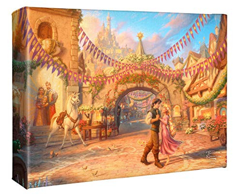 Thomas Kinkade Studios Disneys Rapunzel Dancing in the Sunlit Courtyard 8 x 10 Wrapped Canvas