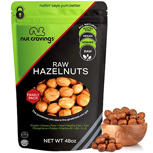Raw Blanched Hazelnuts Filberts  No Shell -48oz - 3 Pound- Packed Fresh in Resealble Bag - Nut Trail Mix Snack - Healthy Protien Food  All Natural  Ke