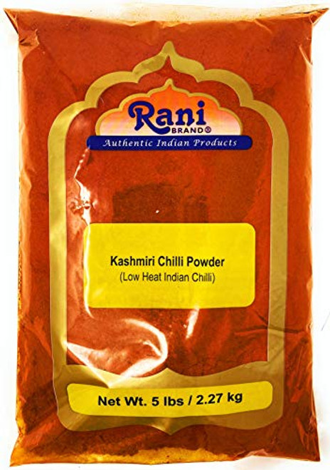 Rani Kashmiri Chilli Powder -Deggi Mirch Low Heat- Ground Indian Spice 5lbs -80oz- 5 Pounds Bulk ~ All Natural Salt-Free - Vegan - No Colors - Glut Rani Kashmiri Chilli Powder -Deggi Mirch Low Heat- Ground Indian Spice 5lbs -80oz- 5 Pounds Bulk ~ All Natural Salt-Free - Vegan - No Colors - Glut