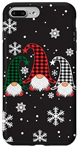 iPhone 7 Plus-8 Plus Three Gnomes Buffalo Plaid Christmas Snowflakes Gift Case