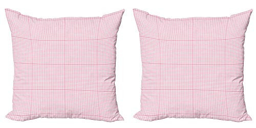 Ambesonne Picnic Throw Pillow Cushion Cover Pack of 2  Continuous Gingham Check Simplistic Concept Buffalo Squares Illustration  Zippered Double-Side