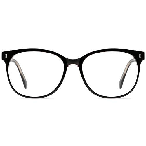 TIJN Blue Light Blocking Glasses Stylish Oversized Round Frame Anti Eyestrain Computer Glasses for Women Men