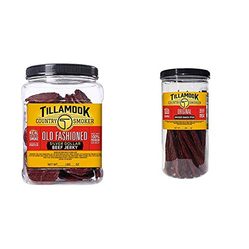 Tillamook Country Smoker Tillamook Real Hardwood Smoked Old Fashioned Silver Dollar Beef Jerky 13oz Resealable Jar and Tillamook Real Hardwood Smoked Ol