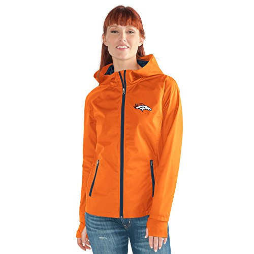 GIII For Her NFL Denver Broncos Womens Onside Kick Light Weight Full Zip Jacket  X-Large  Orange