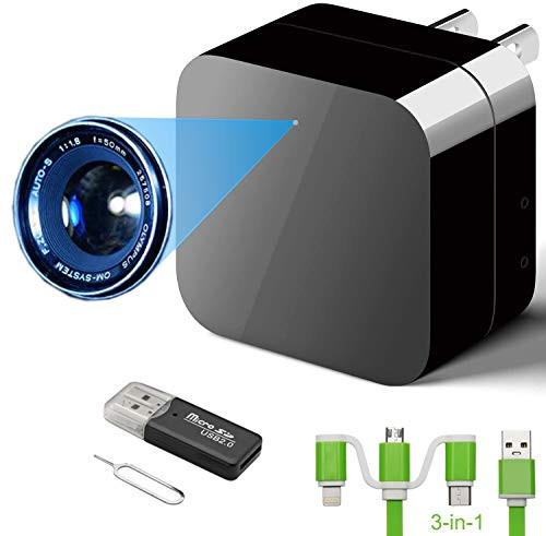 -Upgraded- USB Charger 1080P WiFi Spy Camera Hidden Camera Mini Camera Nanny Camera with Motion Detection  Loop Recording for Home and Office Security