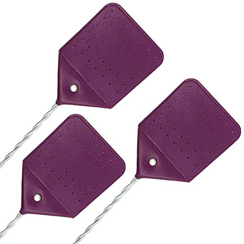NextClimb Fly Swatters Heavy Duty - Purple Leather Fly Swatter - Made with Thicker Wire - Best Fly Swatter to get rid of Flies  Bugs  Mosquitos -3-Pac