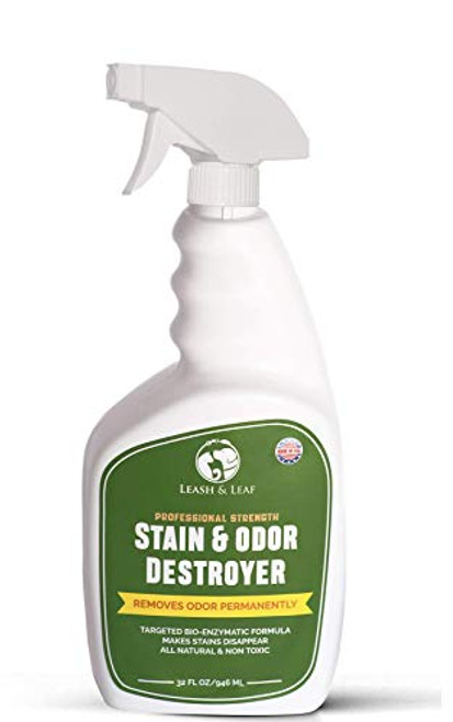Leash and Leaf Stain and Odor Destroyer - Dog and Cat Enzyme Cleaner Eliminator for Carpet  Rug  Floor and Furniture -Smell Remover for Pet Urine  Feces and V