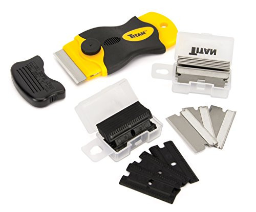 Titan Tools 17013 4-Inch Mini Razor Scraper with -10- Non-Marring Plastic Blades and -11- 20 Steel Blades