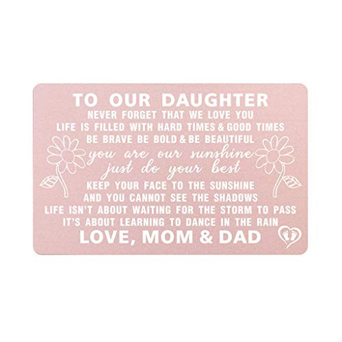 To Our Daughter Gifts from Mom and Dad Inspirational Gift for Daughter from Parents Engraved Metal Wallet Card Inserts Love Note Daughter Wedding D To Our Daughter Gifts from Mom and Dad Inspirational Gift for Daughter from Parents Engraved Metal Wallet Card Inserts Love Note Daughter Wedding D