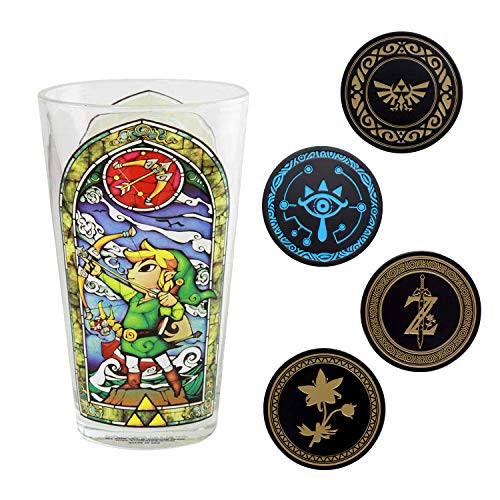 Paladone The Legend of Zelda - Metal Drink Coasters and Collectors Edition Link Glass Tumbler Paladone The Legend of Zelda - Metal Drink Coasters and Collectors Edition Link Glass Tumbler