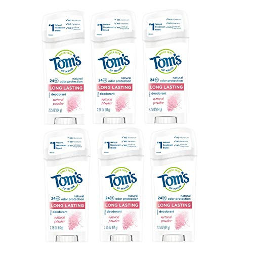 Toms of Maine  Long-Lasting Stick Deodorant  Deodorant for Women  Deodorant for Men  Natural Powder  2-25 Ounce  6-Pack