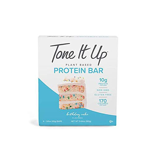 Tone It Up Organic Plant Based Birthday Cake Plant Based Protein Bars - 10g Protein Gluten Free Non GMO 1-41 oz bar -4 Count- Tone It Up Organic Plant Based Birthday Cake Plant Based Protein Bars - 10g Protein Gluten Free Non GMO 1-41 oz bar -4 Count-
