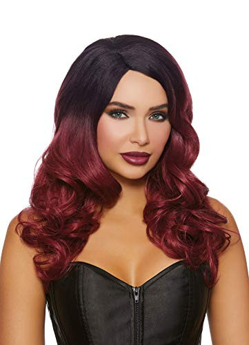 Dreamgirl Womens Long Wavy Black-Burgundy Ombré Wig  One Size