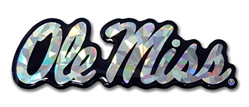 Elektroplate Ole Miss NCAA Silver Reflective 3D Decal Domed Auto Sticker Emblem