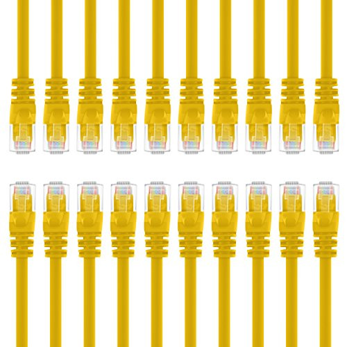 GearIT 20-Pack, Cat5e Ethernet Patch Cable 2 Feet - Snagless RJ45 Computer LAN Network Cord, Yellow