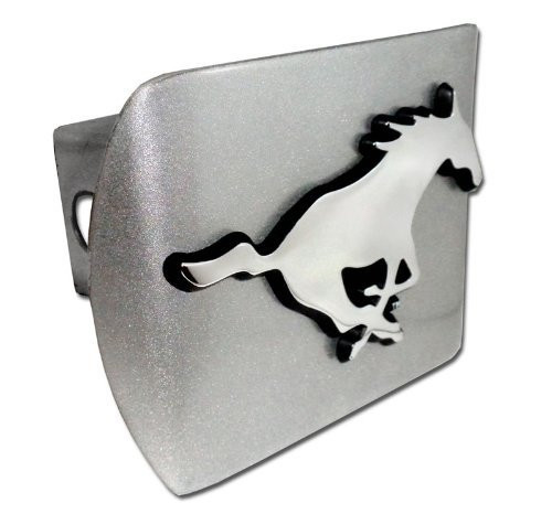 Elektroplate SMU Southern Methodist Brushed Silver with Mustang Emblem Metal Trailer Hitch Cover Fits 2 Inch Auto Car Truck Receiver with NCAA College