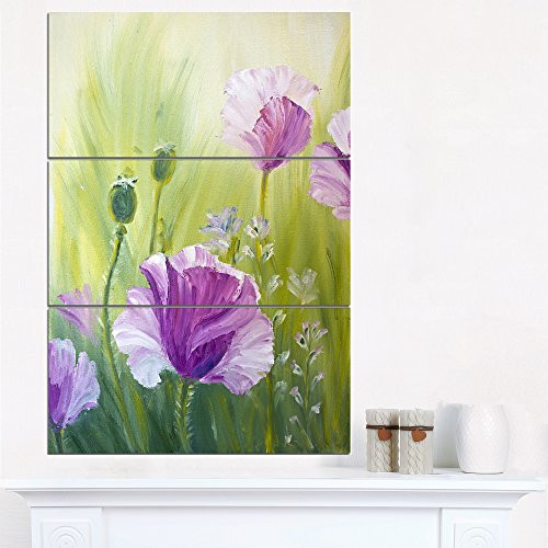 Designart Sylvan Portrait Digital Art Canvas Print  28x36-3 Panels  Purple-Green