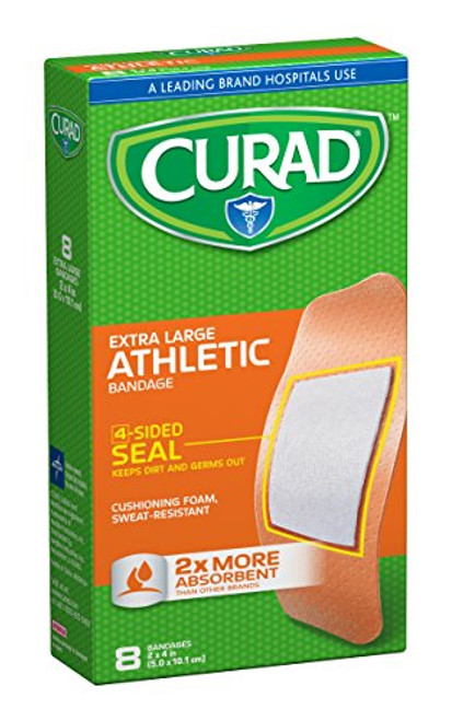 Curad Extra Large Athletic Strips Self-Adhesive-Bandages, 2 Inch x 4 Inch, 8 Count (Pack of 6) Curad Extra Large Athletic Strips Self-Adhesive-Bandages, 2 Inch x 4 Inch, 8 Count (Pack of 6)