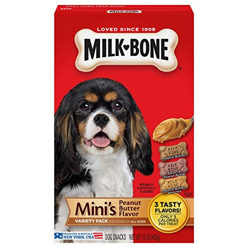 Milk-Bone Original Dog Treats Biscuits for Dogs of All Sizes  Peanut Butter Variety Pack  Mini Treats  15 Ounces -Pack of 6-