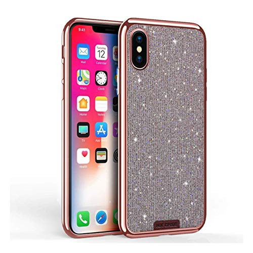 XSKN for iPhone Xs Max Case 6.5 Inch (2018), NX Case Ultra Slim Glitter Sparkle Bling Housing Soft Grip Anti-Scratch Shockproof Protective Phone Cover for iPhone Xs Max/XS Plus 6.5" (Rose Gold)