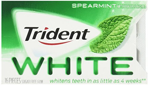 Trident White Sugar Free Spearmint Gum  16 Count  9 Pack