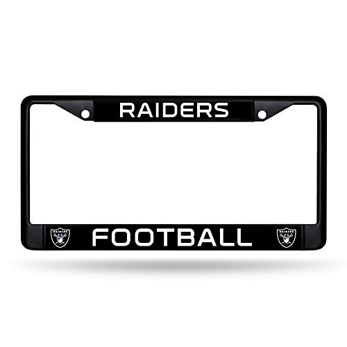 Rico Industries NFL Las Vegas Raiders Standard Chrome License Plate Frame  Black  6 x 12-25-inches