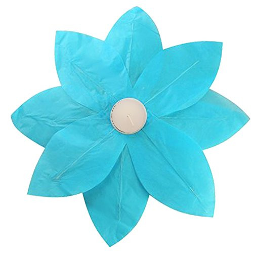 Lumabase 56506 6 Count Floating Lotus Paper Lanterns, Turquoise
