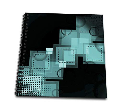 3dRose db-111211-1 Turquoise Squares Stitched and Digital Abstract Art Drawing Book  8 by 8