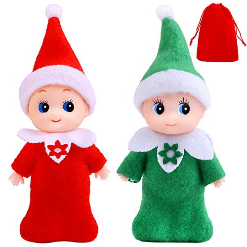 RUODON 2 Pack Elf Twins Christmas Elf Doll Shelf Doll Elf Tiny Elf Toys Elf Boy Baby Baby Girl Twins for Christmas New Year Decoration Gift and Advent