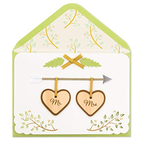 PAPYRUS Summer Temp  1 Each -Mr and Mrs Wooden Hearts for Newlyweds-