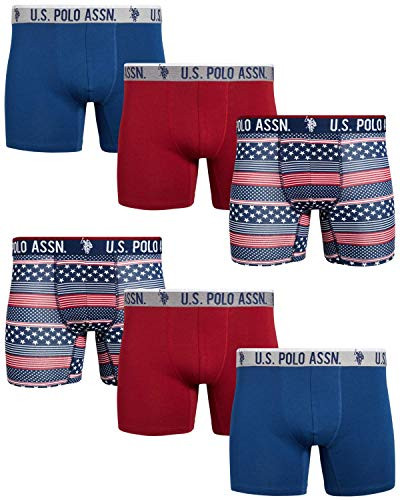 U-S- Polo Assn- Mens Stretch Fit Boxer Briefs with Comfort Pouch -6 Pack- -Asst- 2  Large-