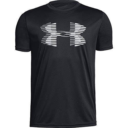 Under Armour Boys Tech Big Logo Solid T-Shirt  Black -001--Steel  Youth Small