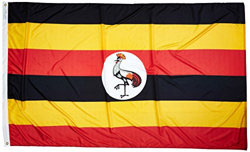 Annin Flagmakers Model 198686 Uganda Flag Nylon SolarGuard NYL-Glo 5x8 ft 100 Made in USA to Official United Nations Design Specifications Annin Flagmakers Model 198686 Uganda Flag Nylon SolarGuard NYL-Glo 5x8 ft 100 Made in USA to Official United Nations Design Specifications